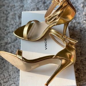 3 1/2 Gold Leather Heels